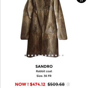 Authentic Sandro Paris Rabbit fur coat